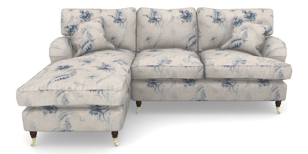 Product photograph of Alwinton Chaise Sofa Lhf In Floral Linen - Lela Mystery Indigo from Sofas and Stuff Limited