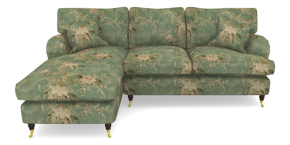 Product photograph of Alwinton Chaise Sofa Lhf In Floral Linen - Zefferino Emerald from Sofas and Stuff Limited