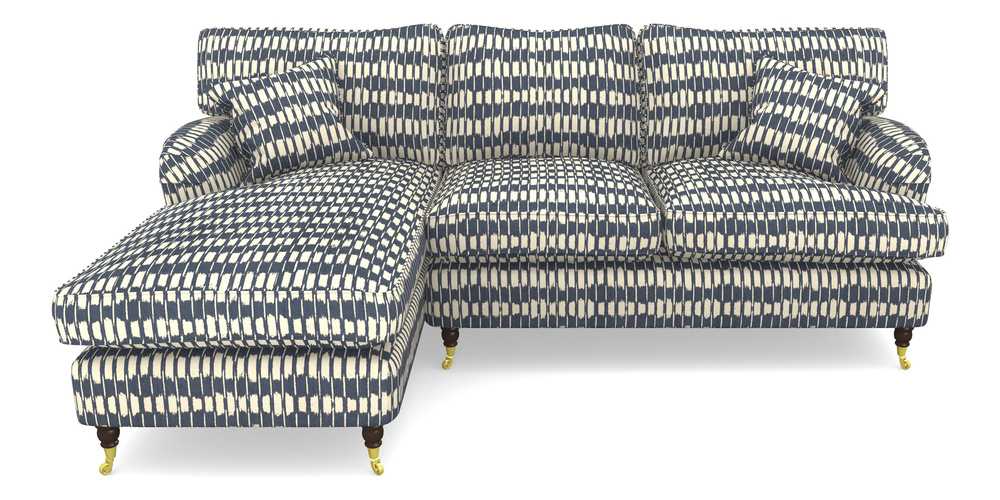 Product photograph of Alwinton Chaise Sofa Lhf In V A Brompton Collection - Ikat - Midnight Blue from Sofas and Stuff Limited