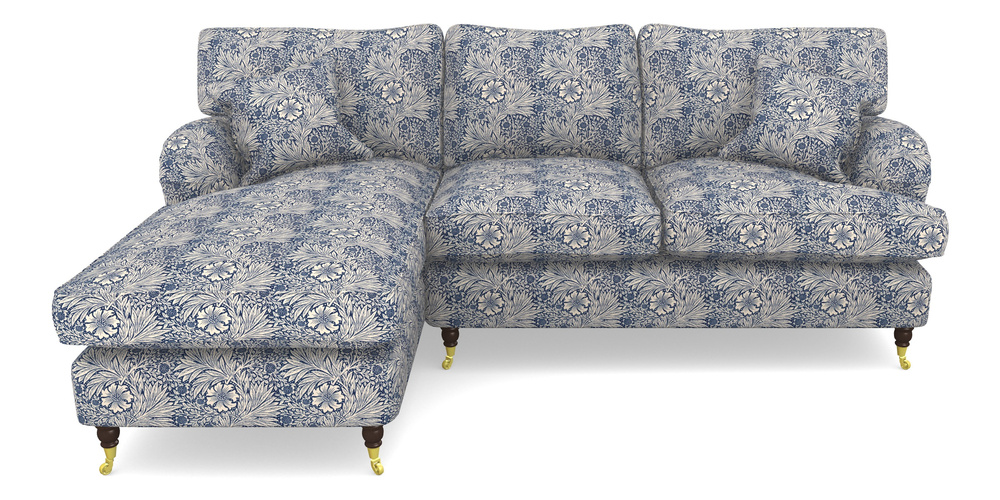 Product photograph of Alwinton Chaise Sofa Lhf In William Morris Collection - Marigold - Indigo Linen from Sofas and Stuff Limited