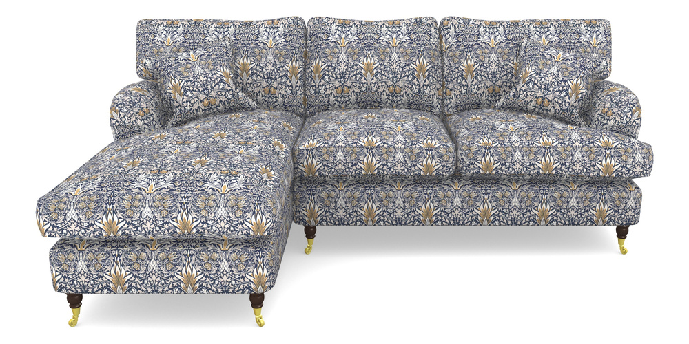 Product photograph of Alwinton Chaise Sofa Lhf In William Morris Collection - Snakeshead - Indigo Hemp from Sofas and Stuff Limited