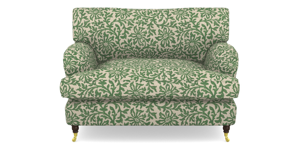 Product photograph of Alwinton Snuggler In V A Brompton Collection - Floral Scroll - Basil from Sofas and Stuff Limited