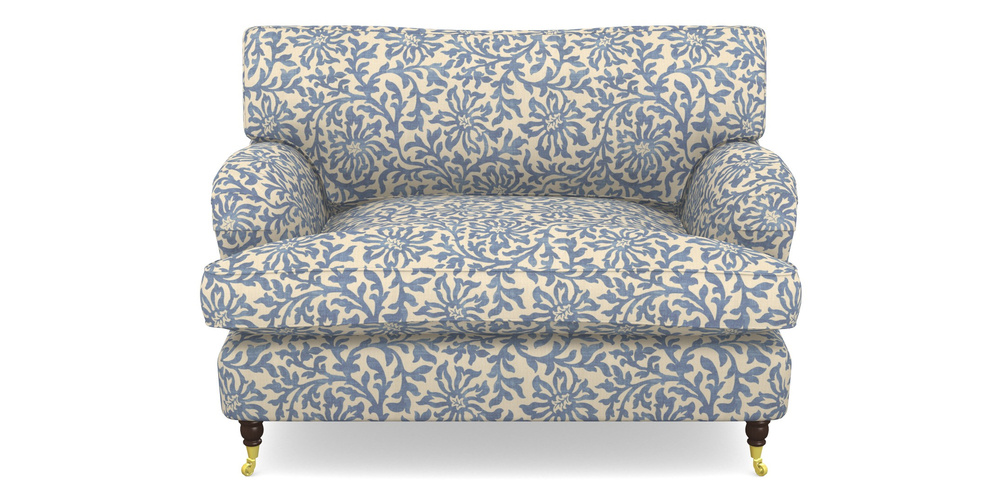 Product photograph of Alwinton Snuggler In V A Brompton Collection - Floral Scroll - Morning Blue from Sofas and Stuff Limited