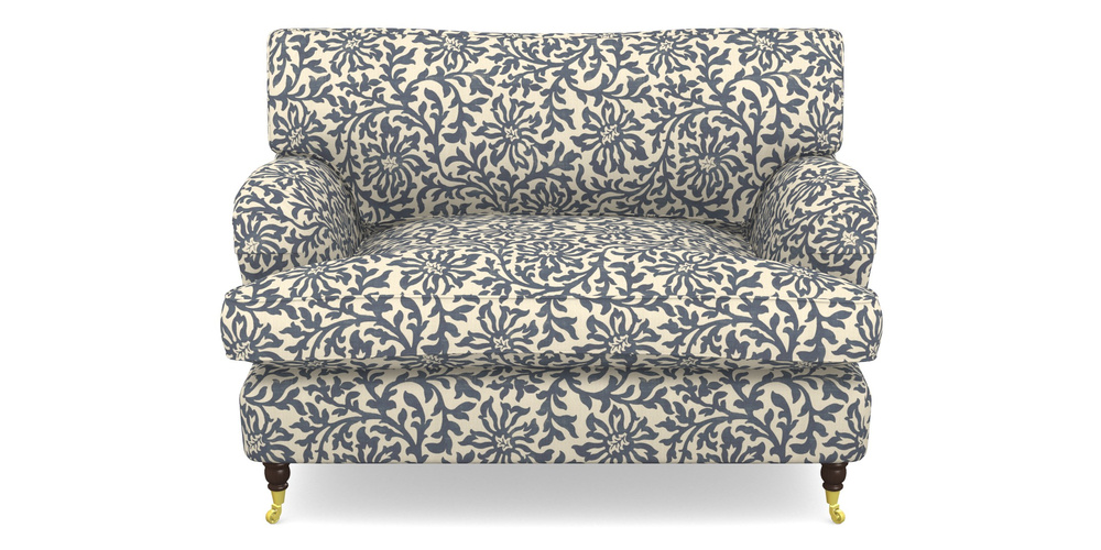 Product photograph of Alwinton Snuggler In V A Brompton Collection - Floral Scroll - Midnight Blue from Sofas and Stuff Limited