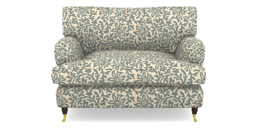 Product photograph of Alwinton Snuggler In V A Brompton Collection - Floral Scroll - Pebble from Sofas and Stuff Limited