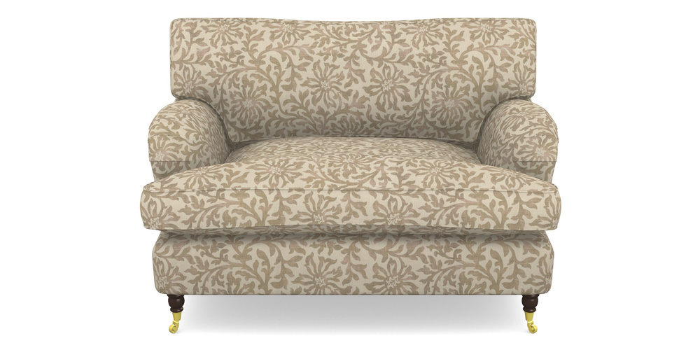 Product photograph of Alwinton Snuggler In V A Brompton Collection - Floral Scroll - Assam Tea from Sofas and Stuff Limited