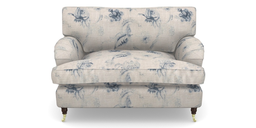 Product photograph of Alwinton Snuggler In Floral Linen - Lela Mystery Indigo from Sofas and Stuff Limited