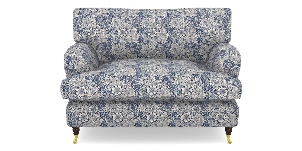 Product photograph of Alwinton Snuggler In William Morris Collection - Marigold - Indigo Linen from Sofas and Stuff Limited