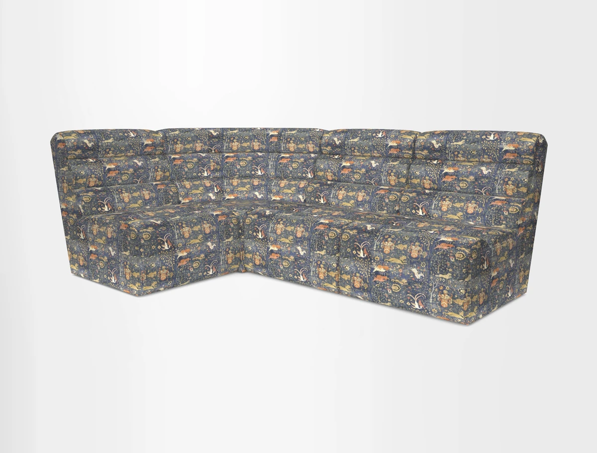 Aspect modular corner group RHF in Harpers Bazaar Houndstooth Cobalt