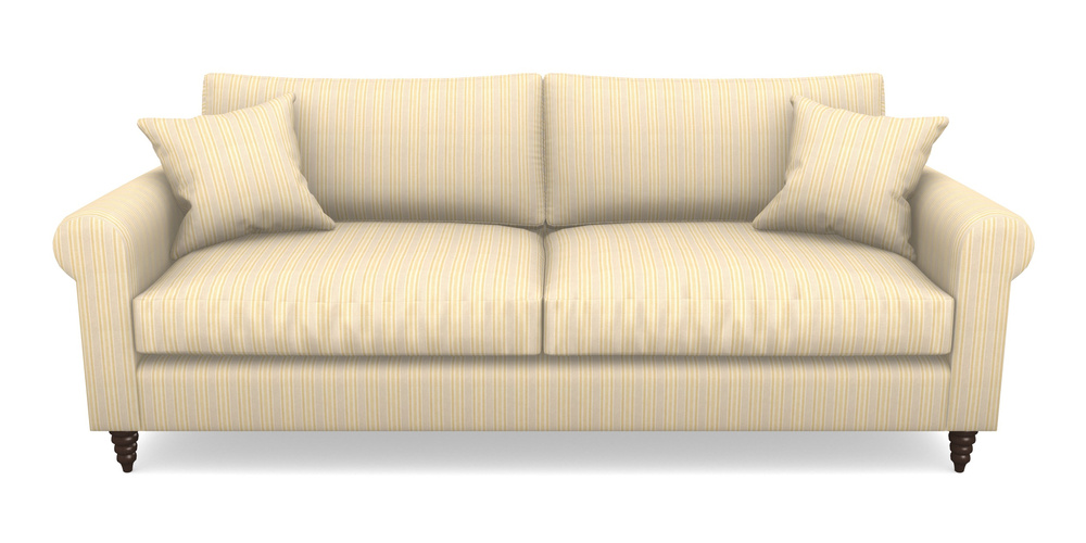 Product photograph of Apuldram 4 Seater Sofa In Cloth 22 - Racing Stripes Ayr - Lemon from Sofas and Stuff Limited