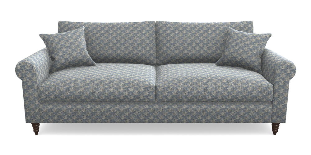 Product photograph of Apuldram 4 Seater Sofa In Cloth 21 - Decorative Leaf - Bilberry from Sofas and Stuff Limited