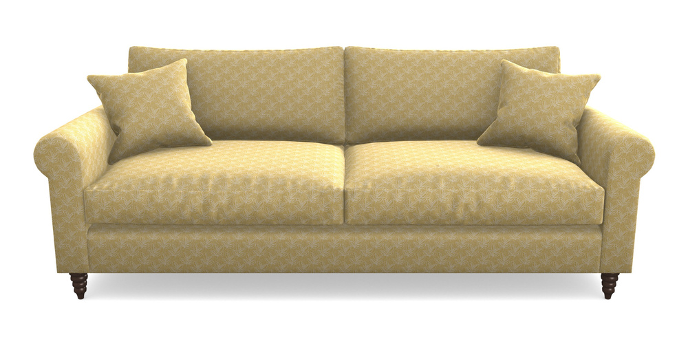 Product photograph of Apuldram 4 Seater Sofa In Cloth 21 - Decorative Leaf - Canary from Sofas and Stuff Limited