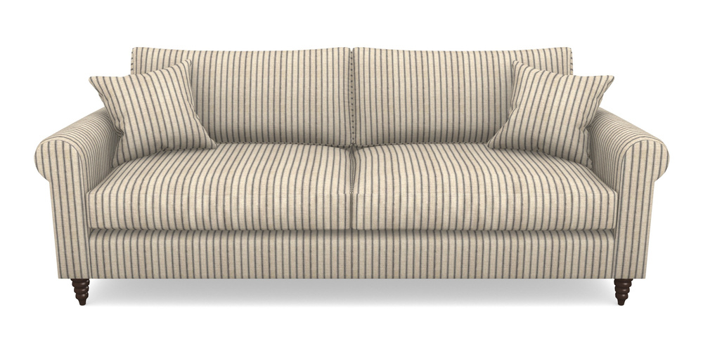 Product photograph of Apuldram 4 Seater Sofa In Cloth 18 Stripes - Ticking - Bible Black from Sofas and Stuff Limited