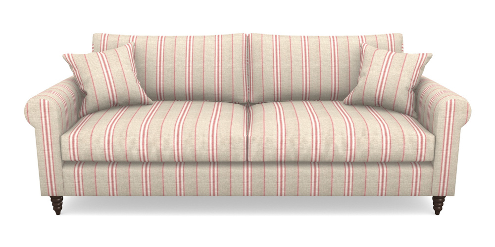 Product photograph of Apuldram 4 Seater Sofa In Cloth 18 Stripes - Regimental - Cranberry from Sofas and Stuff Limited