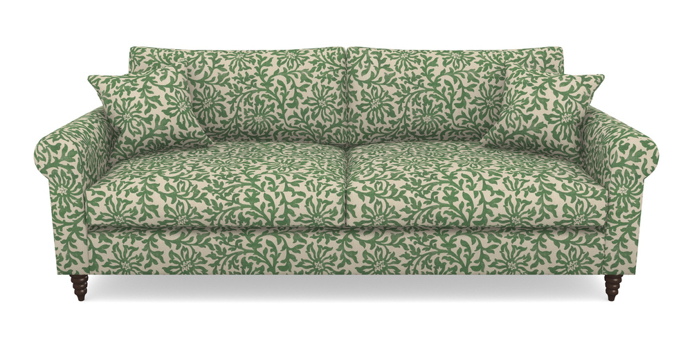 Product photograph of Apuldram 4 Seater Sofa In V A Brompton Collection - Floral Scroll - Basil from Sofas and Stuff Limited