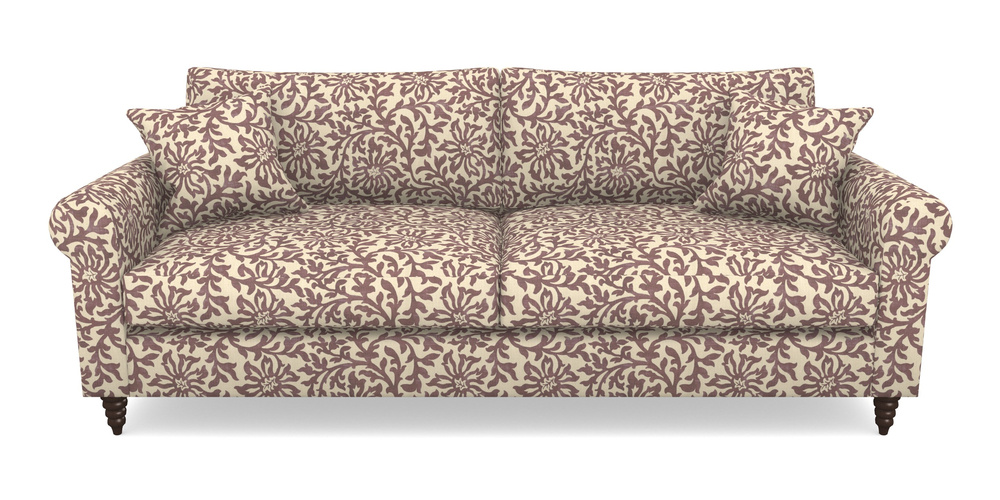 Product photograph of Apuldram 4 Seater Sofa In V A Brompton Collection - Floral Scroll - Cacao from Sofas and Stuff Limited