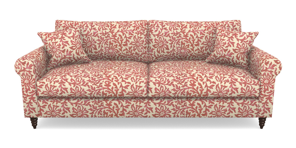 Product photograph of Apuldram 4 Seater Sofa In V A Brompton Collection - Floral Scroll - Chilli from Sofas and Stuff Limited