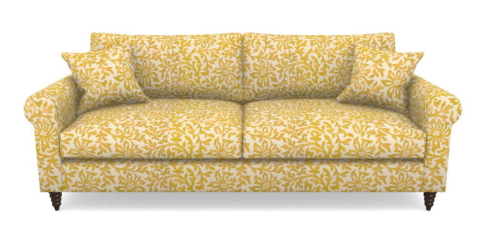 Product photograph of Apuldram 4 Seater Sofa In V A Brompton Collection - Floral Scroll - Corn from Sofas and Stuff Limited