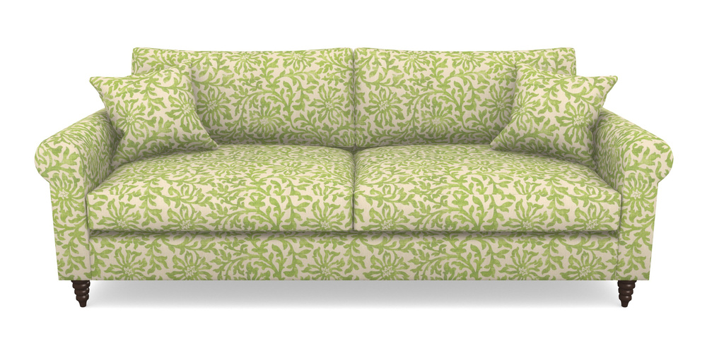 Product photograph of Apuldram 4 Seater Sofa In V A Brompton Collection - Floral Scroll - Lime from Sofas and Stuff Limited