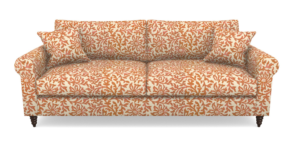 Product photograph of Apuldram 4 Seater Sofa In V A Brompton Collection - Floral Scroll - Terracotta from Sofas and Stuff Limited
