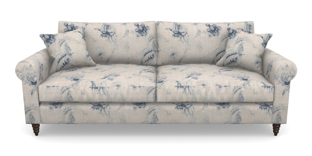 Product photograph of Apuldram 4 Seater Sofa In Floral Linen - Lela Mystery Indigo from Sofas and Stuff Limited