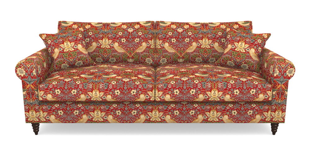 Product photograph of Apuldram 4 Seater Sofa In William Morris Collection - Strawberry Thief - Crimson Slate from Sofas and Stuff Limited