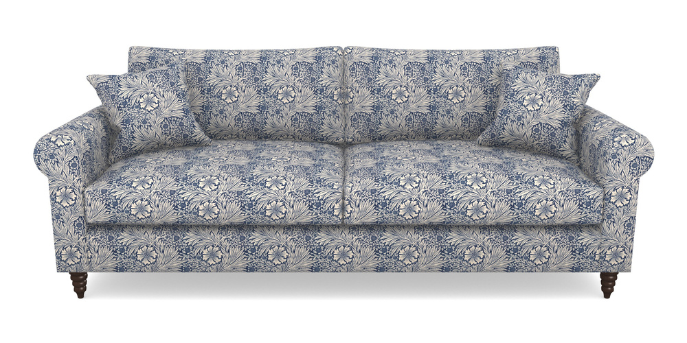 Product photograph of Apuldram 4 Seater Sofa In William Morris Collection - Marigold - Indigo Linen from Sofas and Stuff Limited