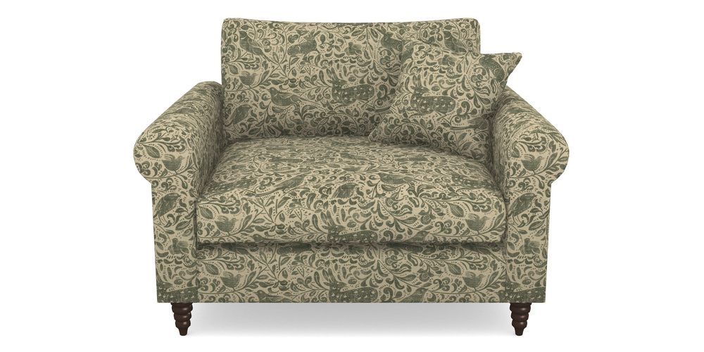 Product photograph of Apuldram Snuggler In V A Drawn From Nature - Bird And Rabbit - Dark Green from Sofas and Stuff Limited