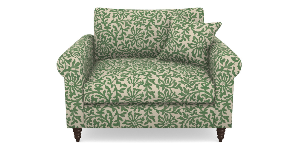 Product photograph of Apuldram Snuggler In V A Brompton Collection - Floral Scroll - Basil from Sofas and Stuff Limited