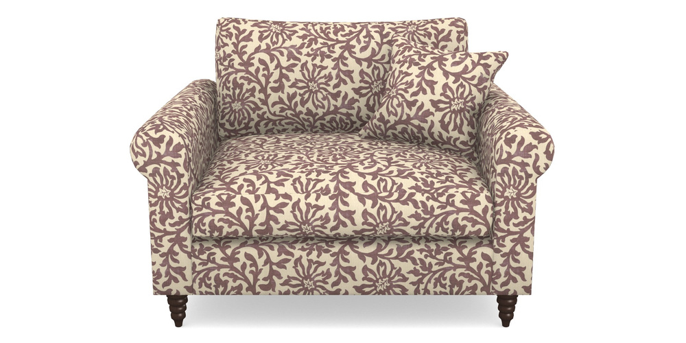 Product photograph of Apuldram Snuggler In V A Brompton Collection - Floral Scroll - Cacao from Sofas and Stuff Limited