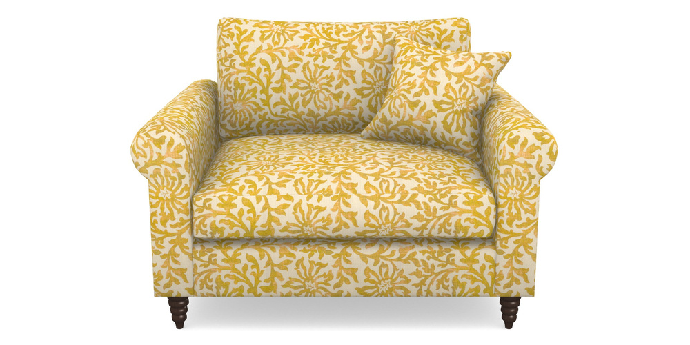 Product photograph of Apuldram Snuggler In V A Brompton Collection - Floral Scroll - Corn from Sofas and Stuff Limited