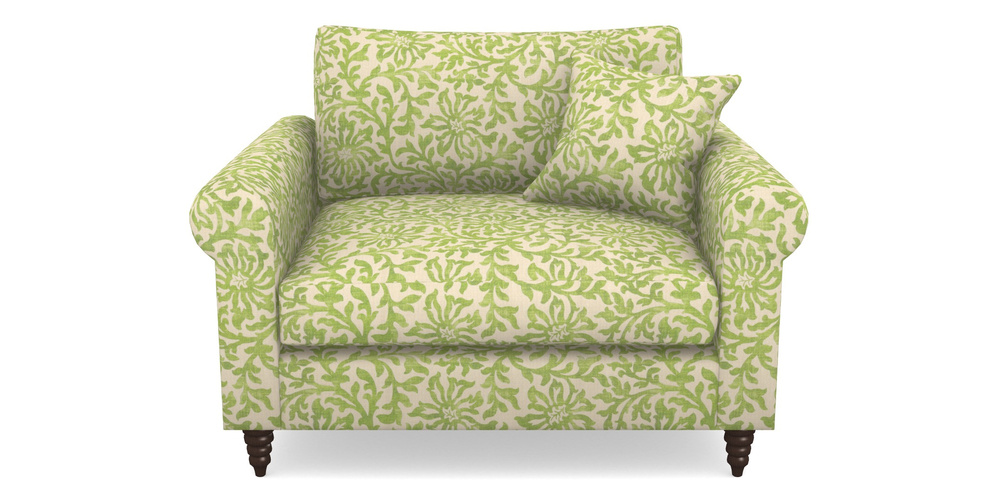 Product photograph of Apuldram Snuggler In V A Brompton Collection - Floral Scroll - Lime from Sofas and Stuff Limited