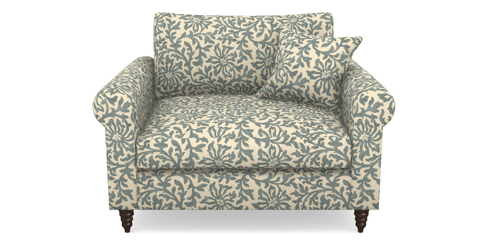 Product photograph of Apuldram Snuggler In V A Brompton Collection - Floral Scroll - Pebble from Sofas and Stuff Limited