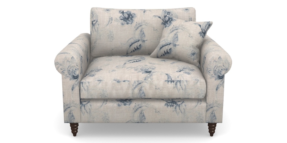 Product photograph of Apuldram Snuggler In Floral Linen - Lela Mystery Indigo from Sofas and Stuff Limited