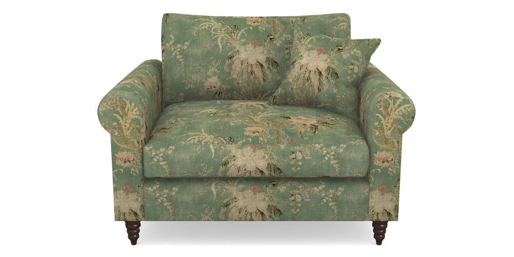 Product photograph of Apuldram Snuggler In Floral Linen - Zefferino Emerald from Sofas and Stuff Limited