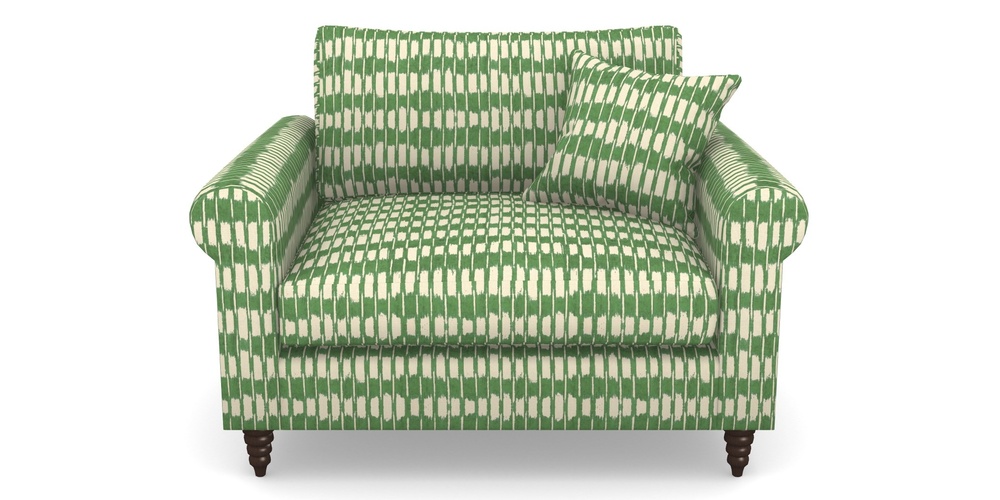 Product photograph of Apuldram Snuggler In V A Brompton Collection - Ikat - Basil from Sofas and Stuff Limited