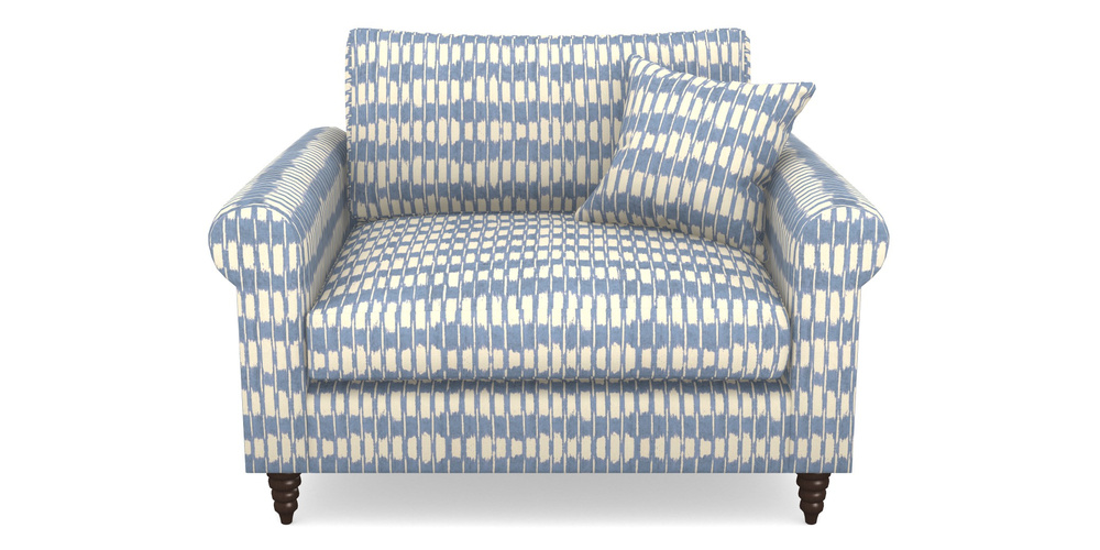 Product photograph of Apuldram Snuggler In V A Brompton Collection - Ikat - Morning Blue from Sofas and Stuff Limited