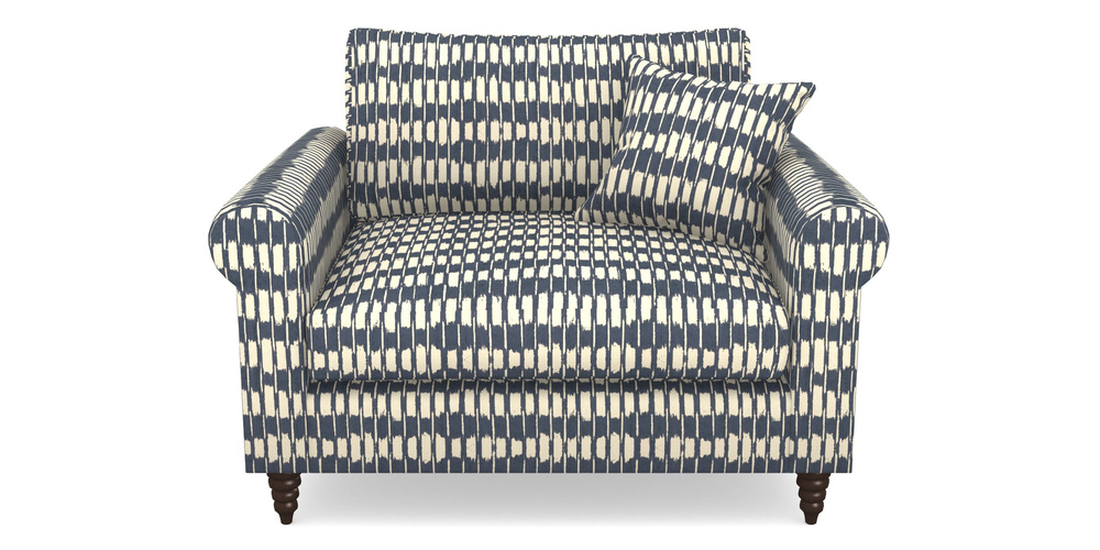 Product photograph of Apuldram Snuggler In V A Brompton Collection - Ikat - Midnight Blue from Sofas and Stuff Limited