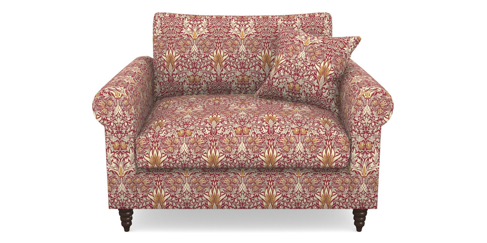 Product photograph of Apuldram Snuggler In William Morris Collection - Snakeshead - Claret Gold from Sofas and Stuff Limited