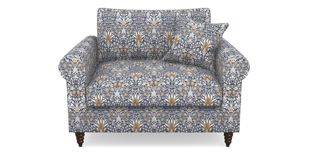 Product photograph of Apuldram Snuggler In William Morris Collection - Snakeshead - Indigo Hemp from Sofas and Stuff Limited