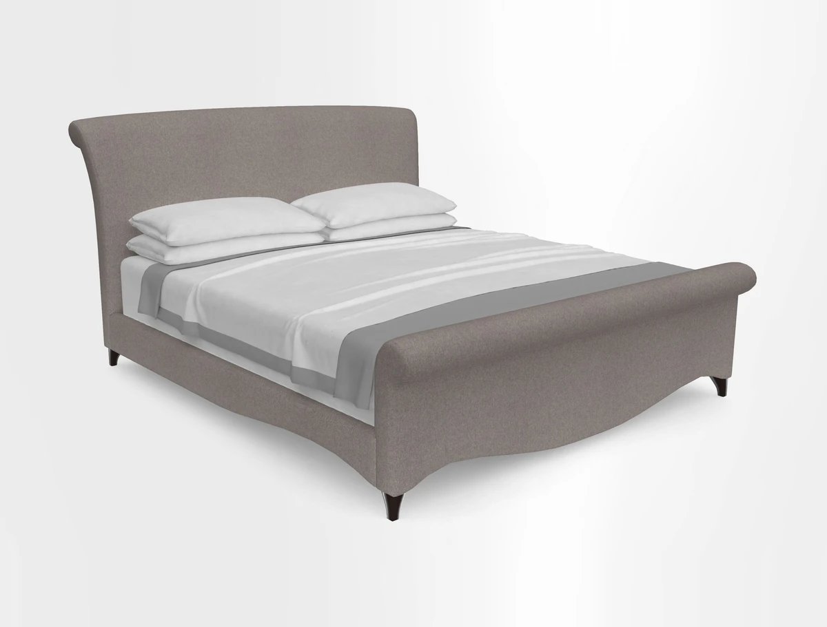 Arles Super King Bed in RHS Etta's Bouquet Alba Truffle with Bolster in Almost Plain Velvet Spring
