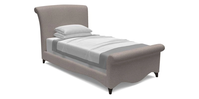 Arles Single Bed in RHS Etta's Bouquet Alba Truffle with Bolster in Almost Plain Velvet Spring