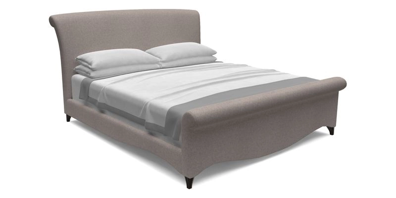 Arles Super King Bed in RHS Etta's Bouquet Alba Truffle with Bolster in Almost Plain Velvet Spring