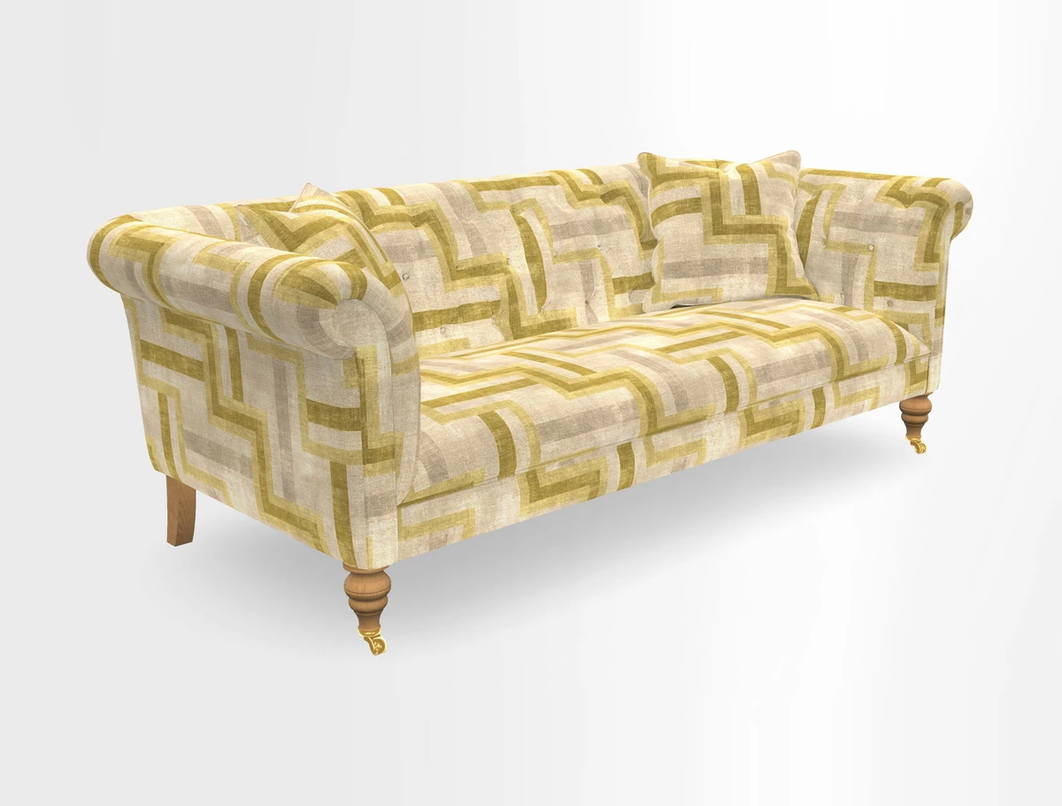 Arncliffe 3 Seater Sofa in Traditional Vintage Velvet Olive