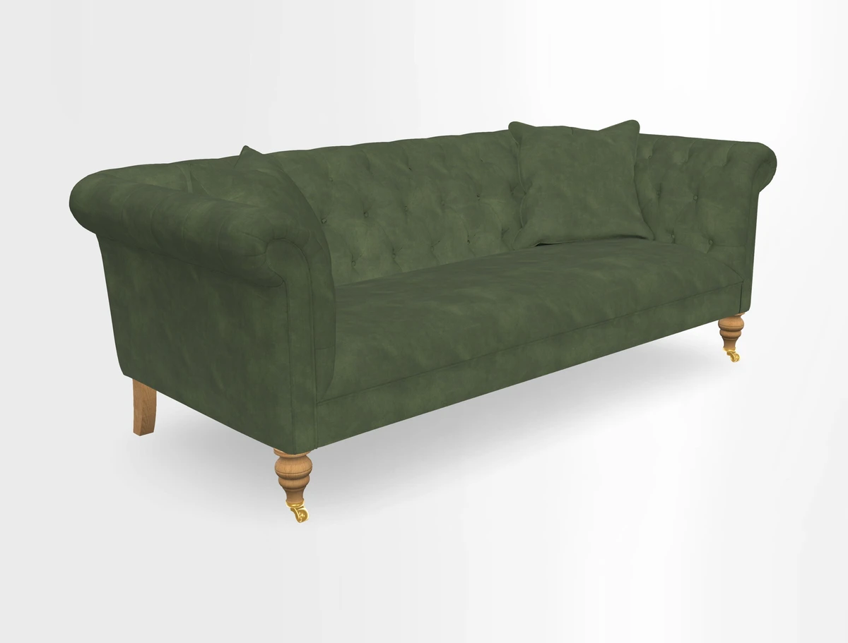 Arncliffe 3 Seater Sofa in Traditional Vintage Velvet Olive