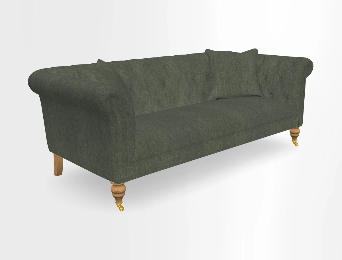 Arncliffe 3 Seater Sofa in Traditional Vintage Velvet Olive