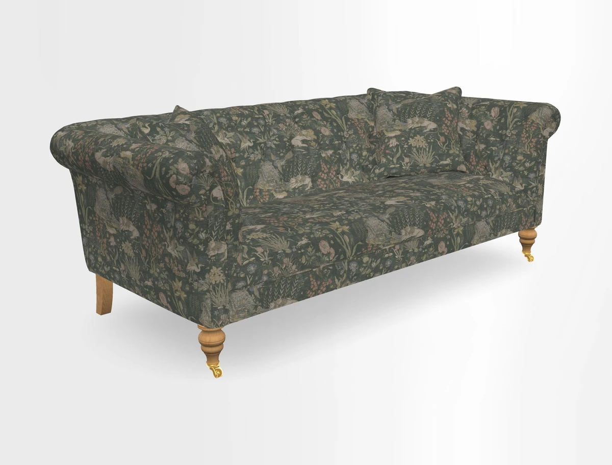 Arncliffe 3 Seater Sofa in Traditional Vintage Velvet Olive