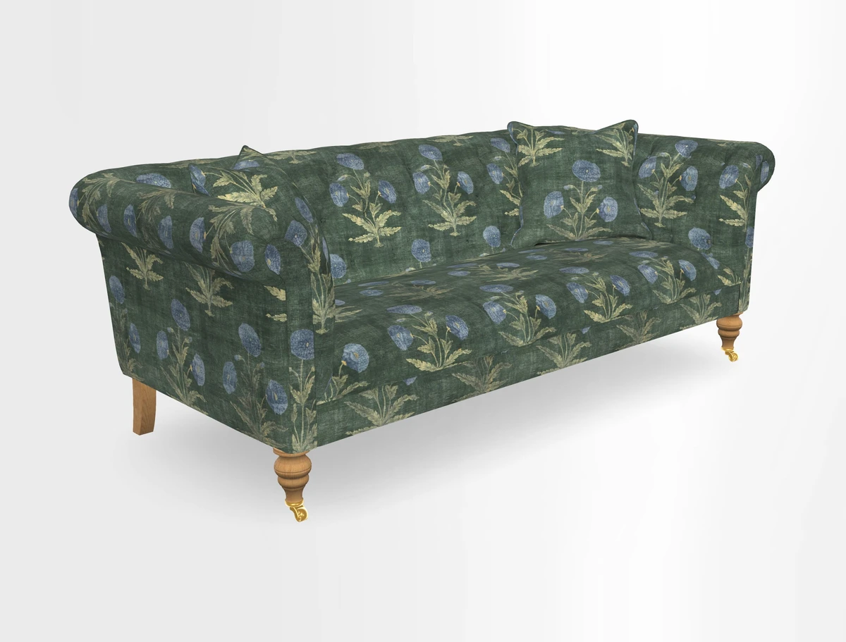 Arncliffe 3 Seater Sofa in Traditional Vintage Velvet Olive