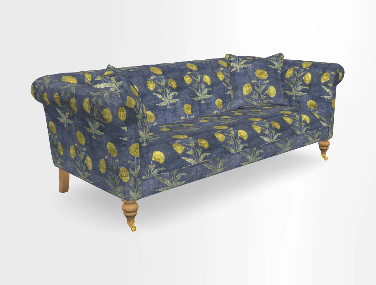 Arncliffe 3 Seater Sofa in Traditional Vintage Velvet Olive