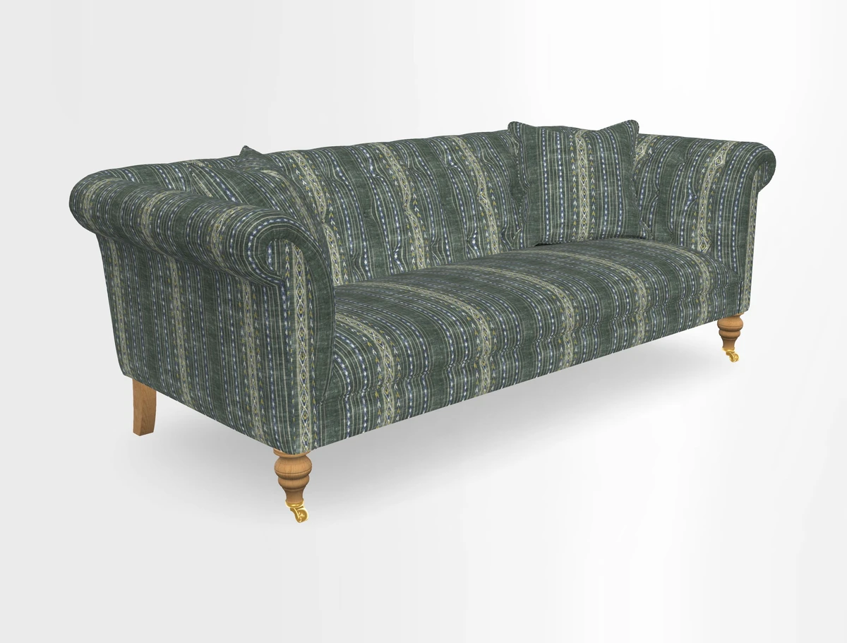 Arncliffe 3 Seater Sofa in Traditional Vintage Velvet Olive